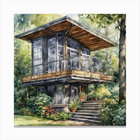 Tiny House Painting Canvas Print