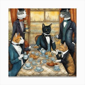 Cat'S Tea Party Canvas Print