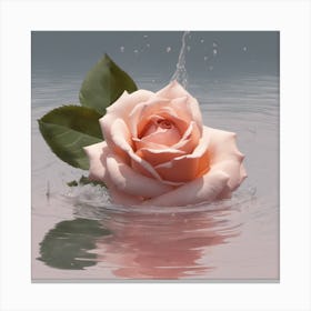Pink Rose In Water 1 Canvas Print