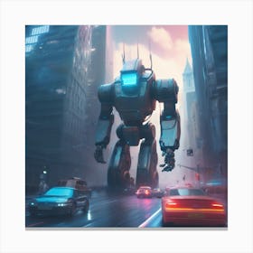 Giant Robot In The City Canvas Print