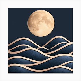 Moon And Waves 74 Canvas Print