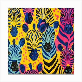 Colourful Animals Zebras Canvas Print