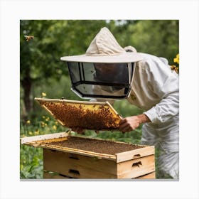 Beekeeper In Beehive 3 Canvas Print