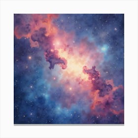 Cosmic Watercolor Art With Ethereal Nebulae 1 Canvas Print