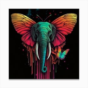 Whimsical Wonder: The Elephant with Butterfly Wings Canvas Print