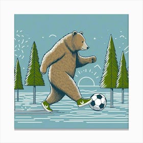 Soccer Bear Wall Art Canvas Print