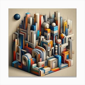 A mixture of modern abstract art, plastic art, surreal art, oil painting abstract painting art deco architecture Canvas Print