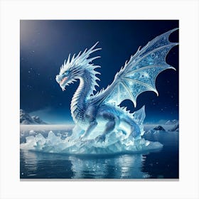 Firefly Dragon, Ice, Translucent, Wings, Snowflake, Patterns, Breathing, Icy, Winds, Frozen, Lake, M (9) Canvas Print