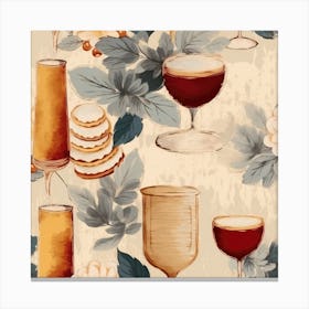 Seamless Pattern With Wine Glasses Canvas Print