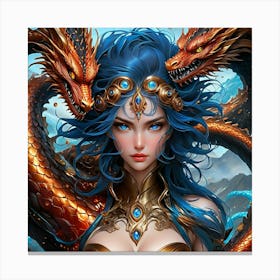 Fairy With Dragons okhy Canvas Print