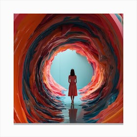 Woman In A Tunnel Canvas Print