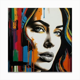 Girl With Colorful Hair Canvas Print