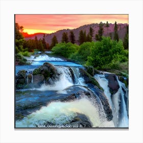 Sunset At Tahoe Falls Canvas Print