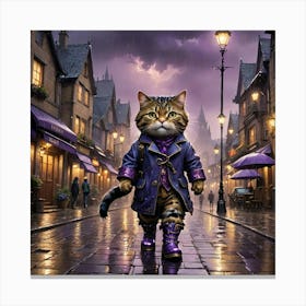 Walking Purple Cat Canvas Print