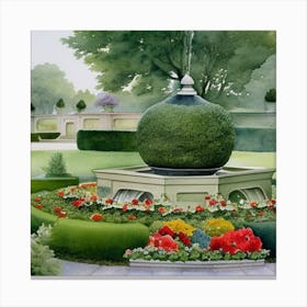 Fountain In The Garden 5 Canvas Print