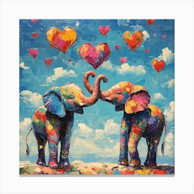 Love of Elephants Abstracted Under a Cloud of Hearts 9 Canvas Print