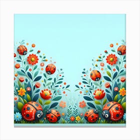 Ladybugs In The Garden Canvas Print