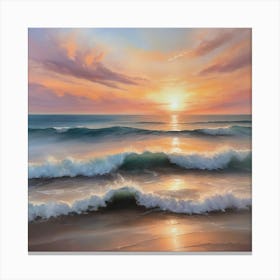 Sunset At The Beach Paintings Art Print 4 Canvas Print