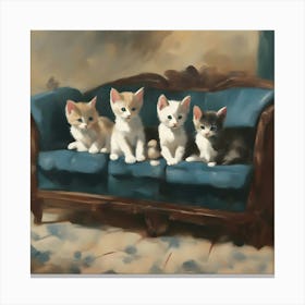 Kittens On The Couch Canvas Print