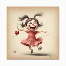 Little Girl With A Cherry 1 Canvas Print