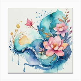 Lotus Flower Painting Canvas Print