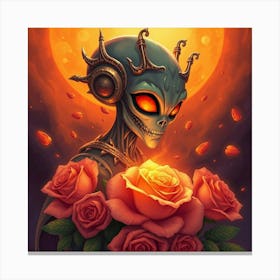 Alien King And Roses Canvas Print