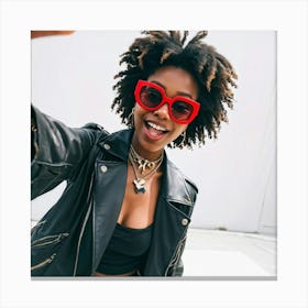 Afro-American Woman Taking Selfie Canvas Print