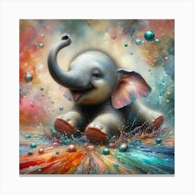 Elephant In Water 3 Canvas Print