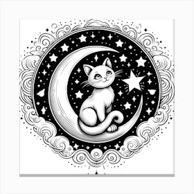 Cat On The Moon 7 Canvas Print