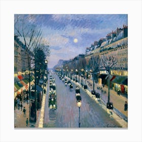 Boulevard Montmartre At Night, Camille Pissarro Canvas Print