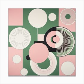 Abstract Circles Green and Beige Canvas Print