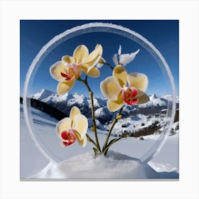 Flowers In The Snow 2 Canvas Print