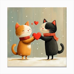 Charming Cats Exchange Heart 1 Canvas Print