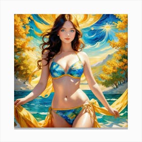 Woman In A Bikinifgh Canvas Print