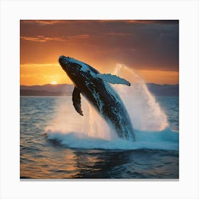 Humpback Whale Jumping Out Of The Water 12 Canvas Print