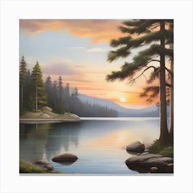 Sunset By The Lake 3 Canvas Print
