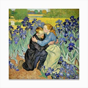 Sadness of love in irises Canvas Print