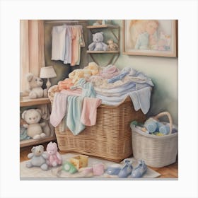 Laundry Basket Brimming With Baby 1 Canvas Print