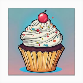 Cupcake With Cherry Canvas Print