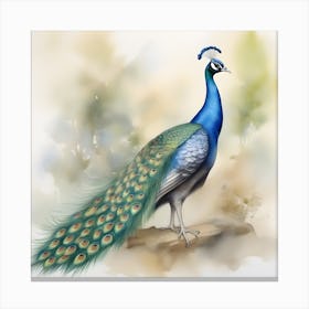 Peacock Watercolour 3 Canvas Print