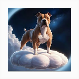 An Exquisite Highly Detailed Illustration Of A Majestic Pitbull Dog On A Cloud 2 Canvas Print