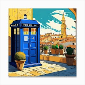 Tardis On The Terrace At Arles - Dr WHO & Van Gogh inspired Art Print Canvas Print