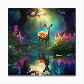 Fallow Deer Fawn with Woodland Flowers Canvas Print