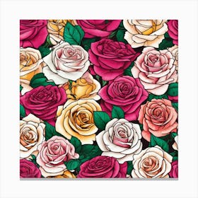 Roses Seamless Pattern 21 Canvas Print