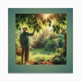 Man Picking Mangoes Canvas Print