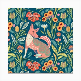 Fox In The Forest : William Morris Inspired Art Print Canvas Print