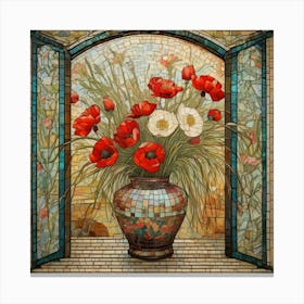 Poppies In Vase Canvas Print