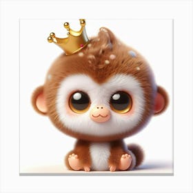 Cute Monkey With A Crown 7 Canvas Print