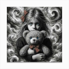 Little Girl With Teddy Bear 5 Canvas Print