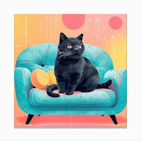 Black Cat On A Chair Canvas Print